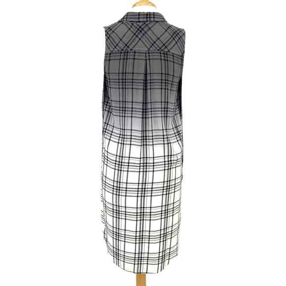 Miss Me Shirt Dress Small Gray Embroidered Ombre Boho Flannel High Low Tunic - Picture 3 of 10